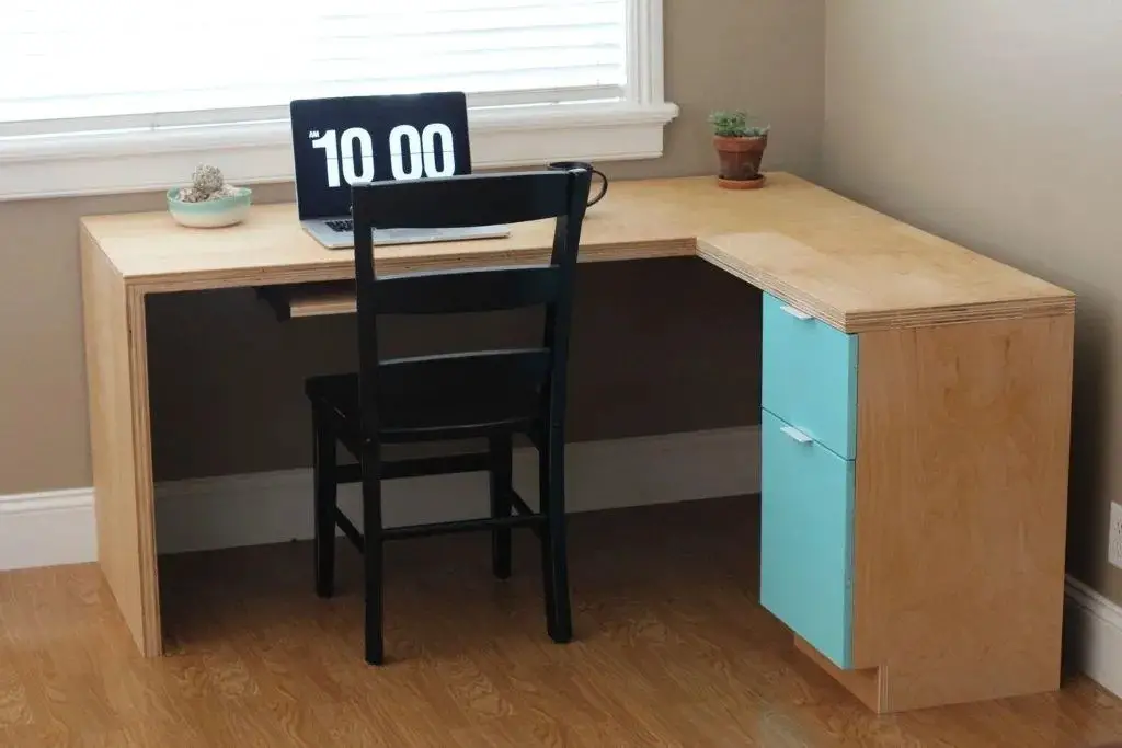 DIY L-shaped Modern Plywood Desk