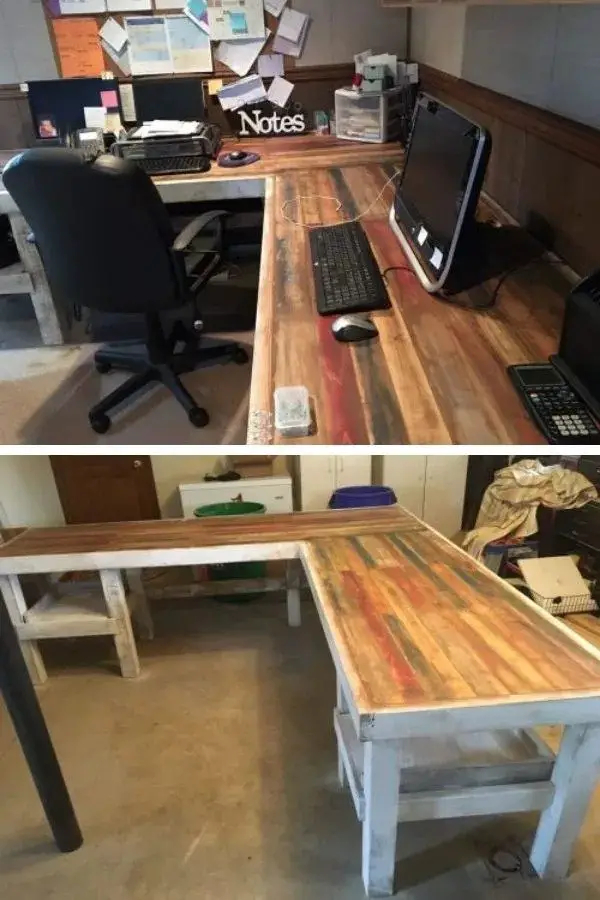 DIY Rustic L-Shaped Desk