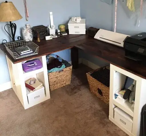 Office Makeover DIY L-Shaped Desk