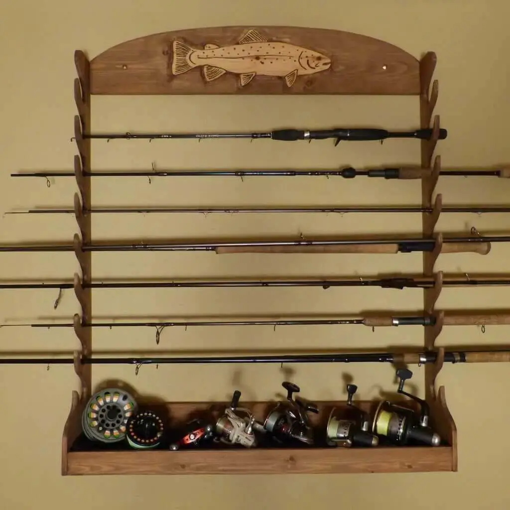 DIY Wall Mounted Fishing Rod Storage Rack