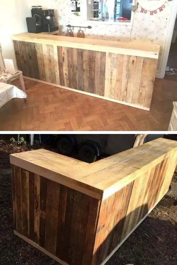 Pallet L-Shape Desk Counter And Bar Table