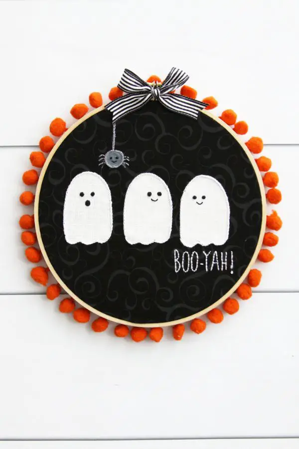 Boo-Yah! Cute Ghosties Embroidery Hoop Art