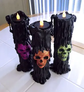DIY Halloween Craft Skull Candles