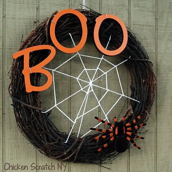 DIY Halloween Spider Web Wreath