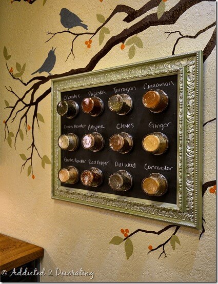 Framed Magnetic Chalkboard Spice Rack