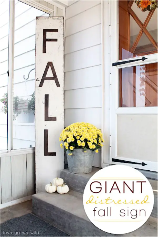 Giant Distressed Fall Sign
